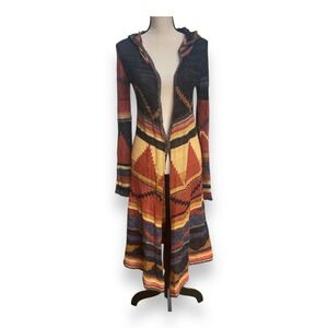 Free People Southwestern Hooded Duster Cardigan Cotton Wool Blend Small Festival